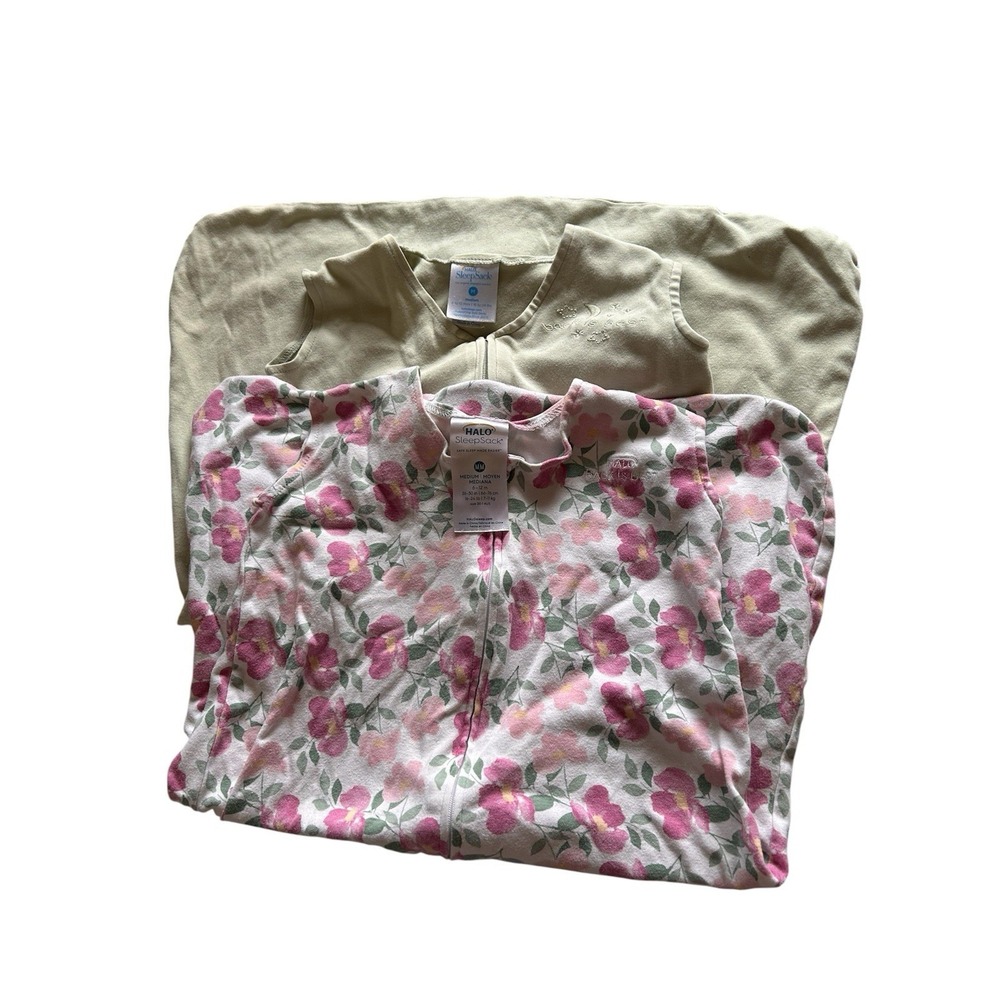 Lot Of 2 Sleep Sack Swaddle 6-12 Months Medium Wearable Blanket Baby Girl Floral